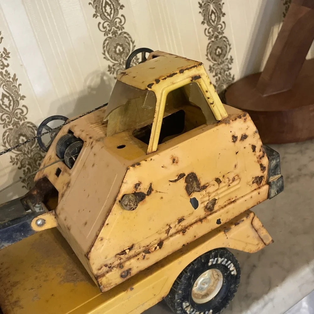 Nylint Road‎ Builders 1950s 1960s Yellow Metal Steel Crane WORKING Distressed